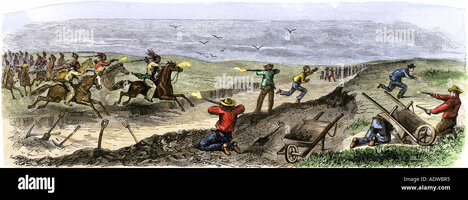 Cheyenne indians attacking a work party on the transcontinental railroad ADWBR5