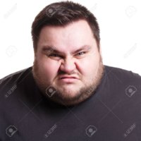 76361210 angry fat man portrait furious big guy expressing anger white isolated studio backgro