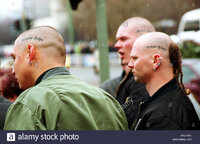 Skinheads at a demonstration of the nazi party npd germany AWJPAG
