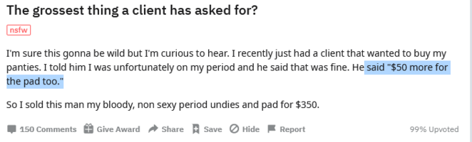Simp pays 350 dollars for panties and used pad