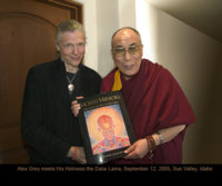 ALEX GREY speaker nextgengallery Alex with Dalai Lama eviltwinbookingdotcom