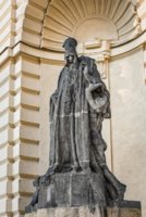 Statue of Rabbi Judah Loew ben Bezalel in the New City Hall in Prague the Czech Republic