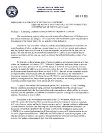 SECRETARY OF DEFENSE MEMORANDUM ON COUNTERING EXTREMIST ACTIVITIES WITHIN THE DEPARTMENT OF DE SECRETARY OF DEFENSE MEMORANDUM ON COUNTERING EXTREMIST ACTIVITIES WITHIN THE DEPARTMENT OF DE