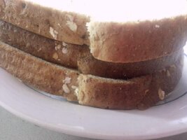 An image of a toast sandwich shot from the side