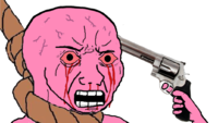 Pink wojak gun noose